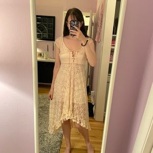 Intimately Free People Peach Lace Slip Dress